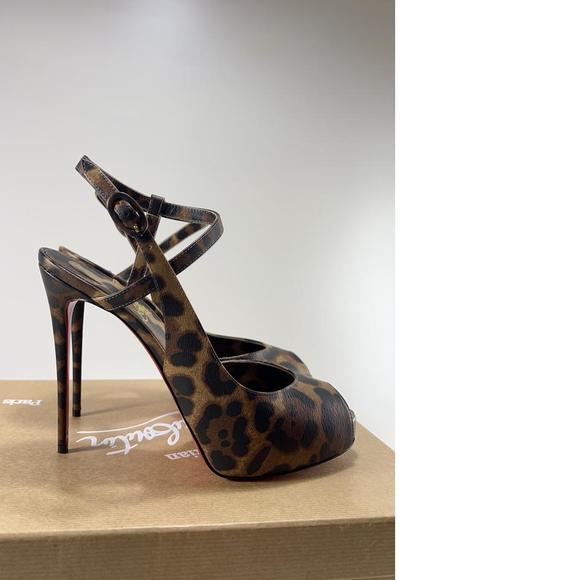 Jenlove Alta 120mm Brown Leopard Animal Print Platform Sandals E432 - Picture 5 of 12